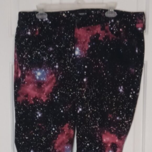 TORRID Size 20R Denim Pants Black Celestial Galaxy Print Stretchy - Picture 1 of 5